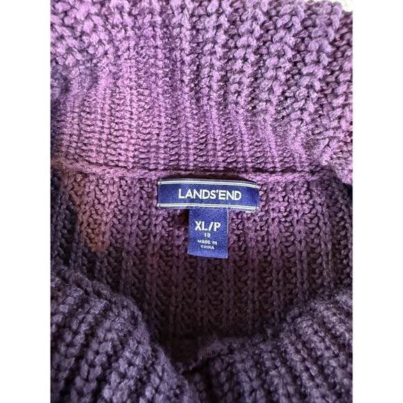 Lands' End Sweater Womens XL Maroon Merino Wool Blend Turtle Neck Chunky D855 - Picture 4 of 9